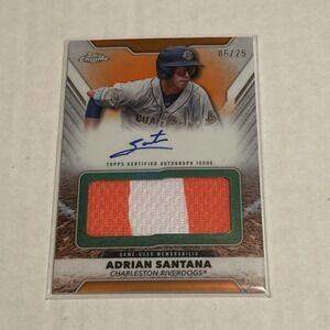 Adrian Santana 2025 Pro Debut Auto Game Used Patch Refractor /25 Jumbo Chrome